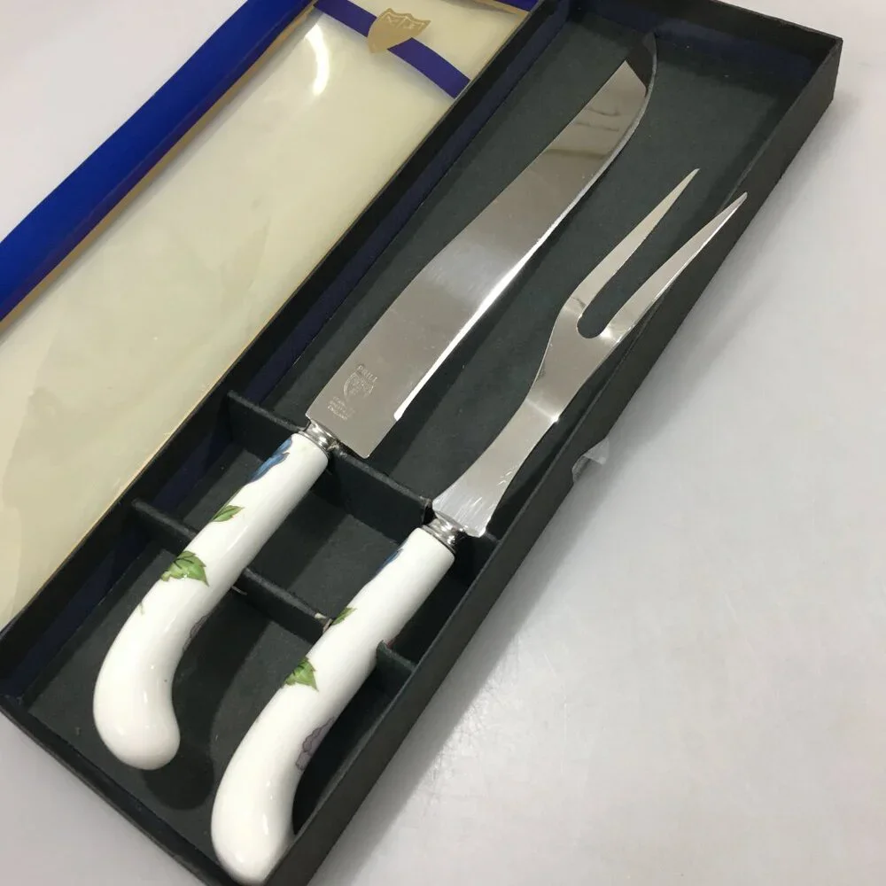 Villeroy & Boch Amapola Porcelain Stainless Steel Prill Carving Fork Knife Set